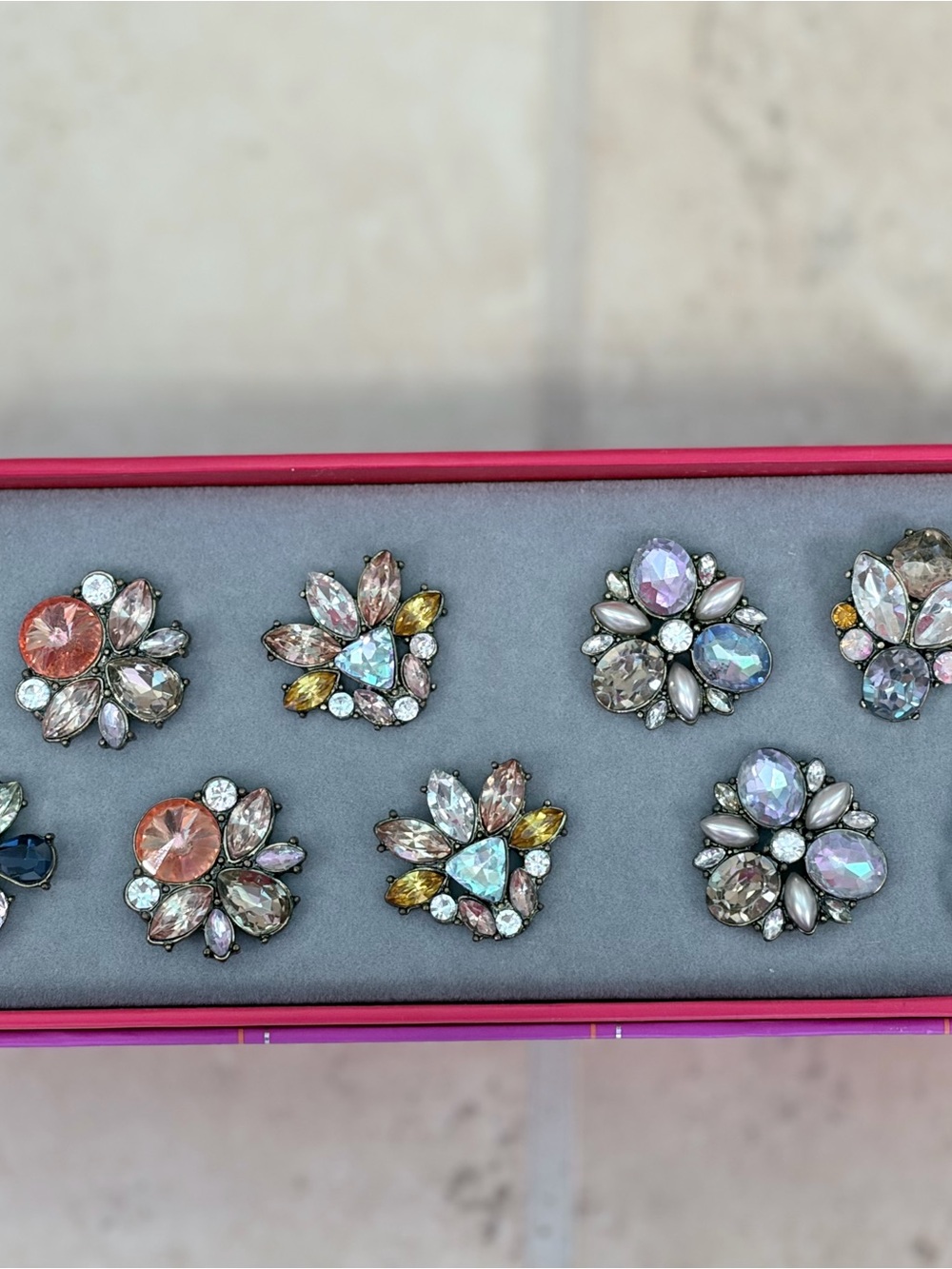 BaubleBar Multi-Style Crystal Flower Earrings in Pink, Yellow, Blue and Clear